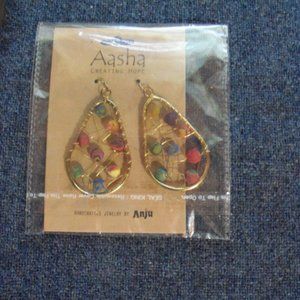 AASHA HANDCRAFTED EARRINGS by ANJU W/ WOODEN BEADS